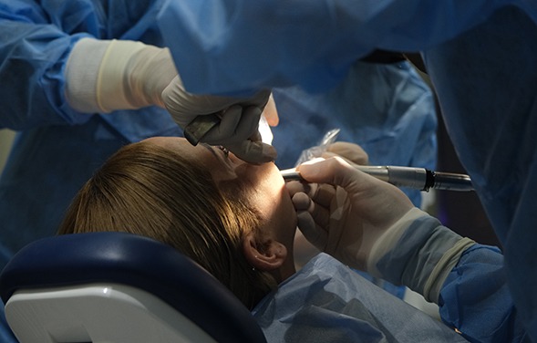 Woman getting a CT scan