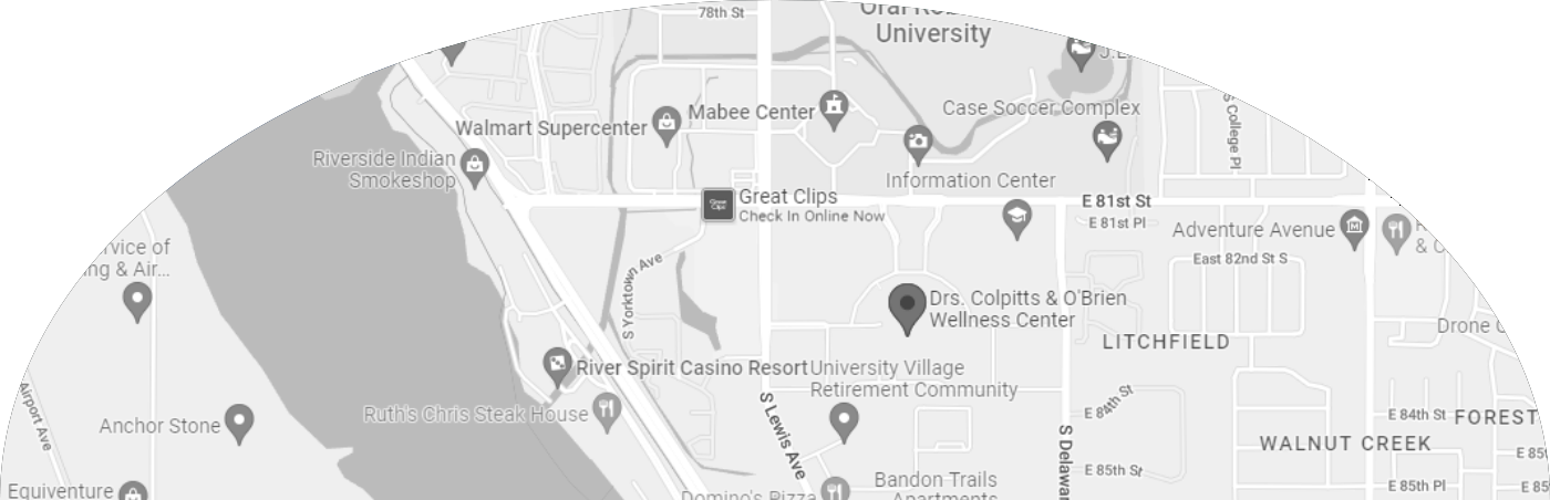 Map showing location of dental office in Tulsa