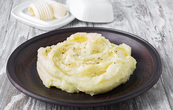 a plate of mashed potatoes for dental implant post-op care
